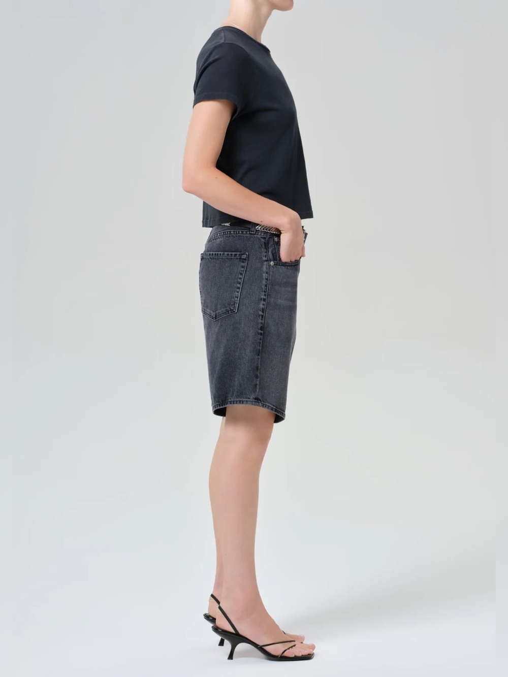 Citizens of Humanity Ayla Jean Shorts Vintage Black size 27 long 9" inseam jorts - Picture 3 of 16